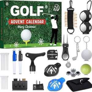golf advent calendar 2025 for men teen boy, 24 day christmas count down calendar for father, husband, or boyfriend, perfect holiday gift featuring golf balls, tees, ball markers